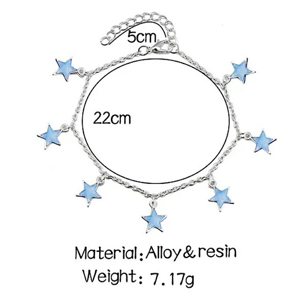 Luminous Silver Star Boho Anklet - Picture 2 of 2